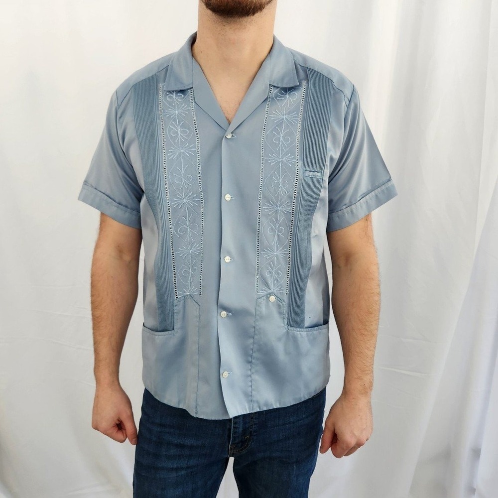 Vintage Mexican Blue Satin Shirt